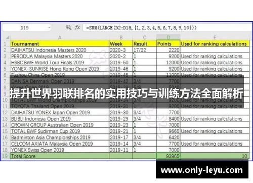 提升世界羽联排名的实用技巧与训练方法全面解析